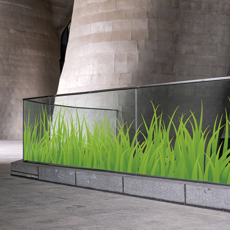 时尚商场酒店扶梯青青草静电无胶贴画玻璃田园风美化装饰围栏草地