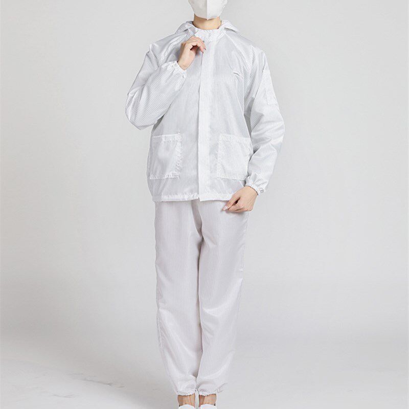 无尘服工作服上衣分体连体有口袋帽子条纹网格子工衣防静电衣服