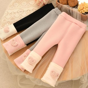 一体绒裤 女童加绒打底裤 外穿洋气女宝宝棉裤 婴儿加厚秋冬装 子 新款