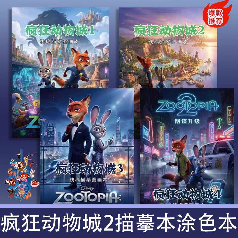 疯狂动物城描摹本绘画本儿童漫画描摹本儿童玩具手工锻炼动手能力