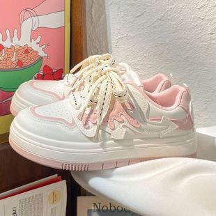 樱花粉ins小白鞋 子女鞋 2024春秋新款 轻便高颜值学生百搭透气板鞋