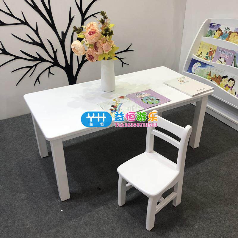 幼儿园欧式烤漆长方桌椅儿童兴趣培训班白色六人桌早教四人正方桌