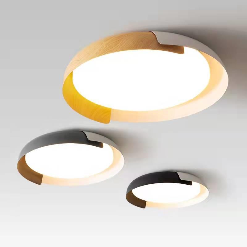 日式简约书房灯个性网红设计师灯具卧室灯吸顶灯极简原木纹主卧灯