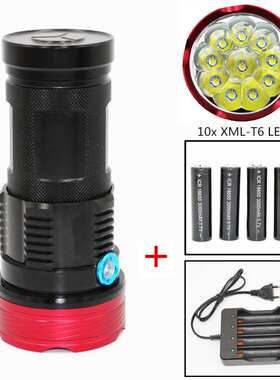 10颗LED 强光小钢炮手电筒XMLT6 户外照明 大功率探洞灯 露营灯