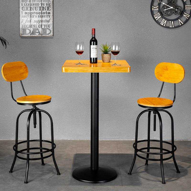 铁艺实木吧台椅吧台凳子工业靠背高脚凳升降现代个性简约桌椅组合