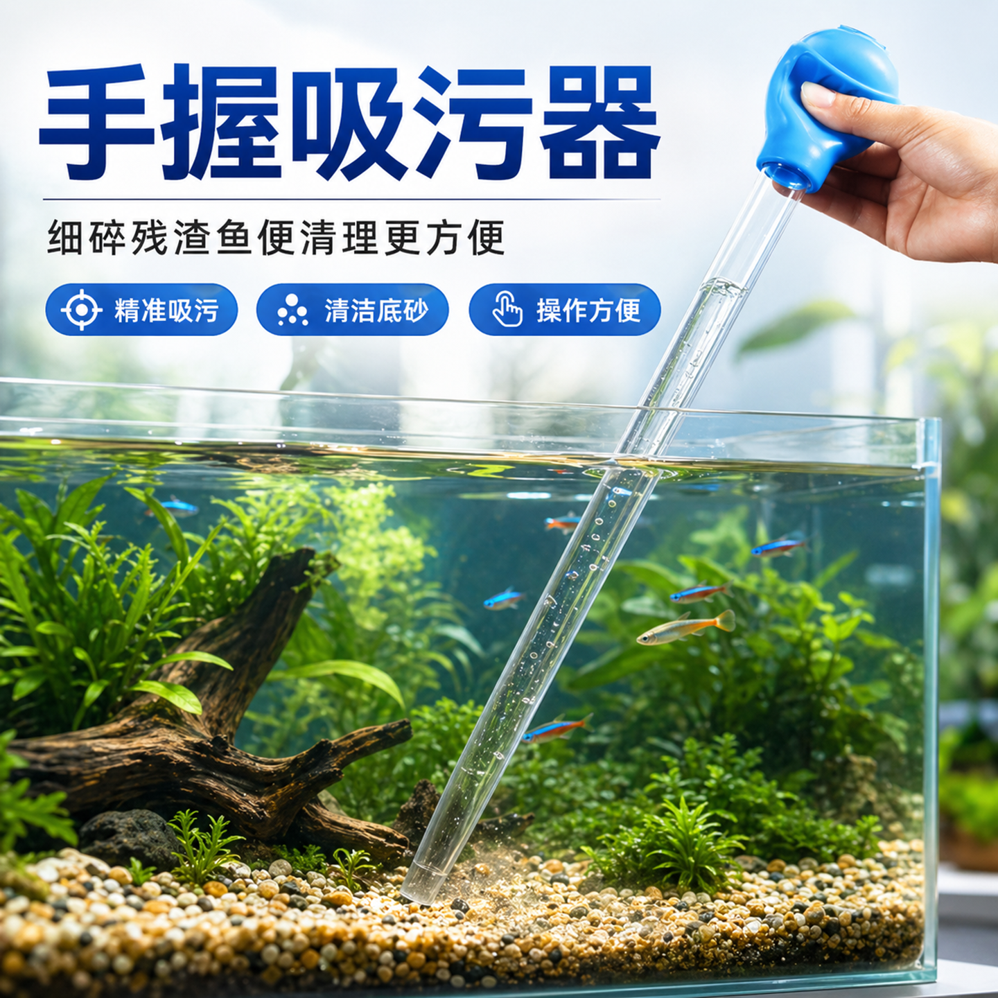 鱼缸吸便器吸鱼屎神器吸管乌龟吸粪器清理清洁工具小型换水吸水管