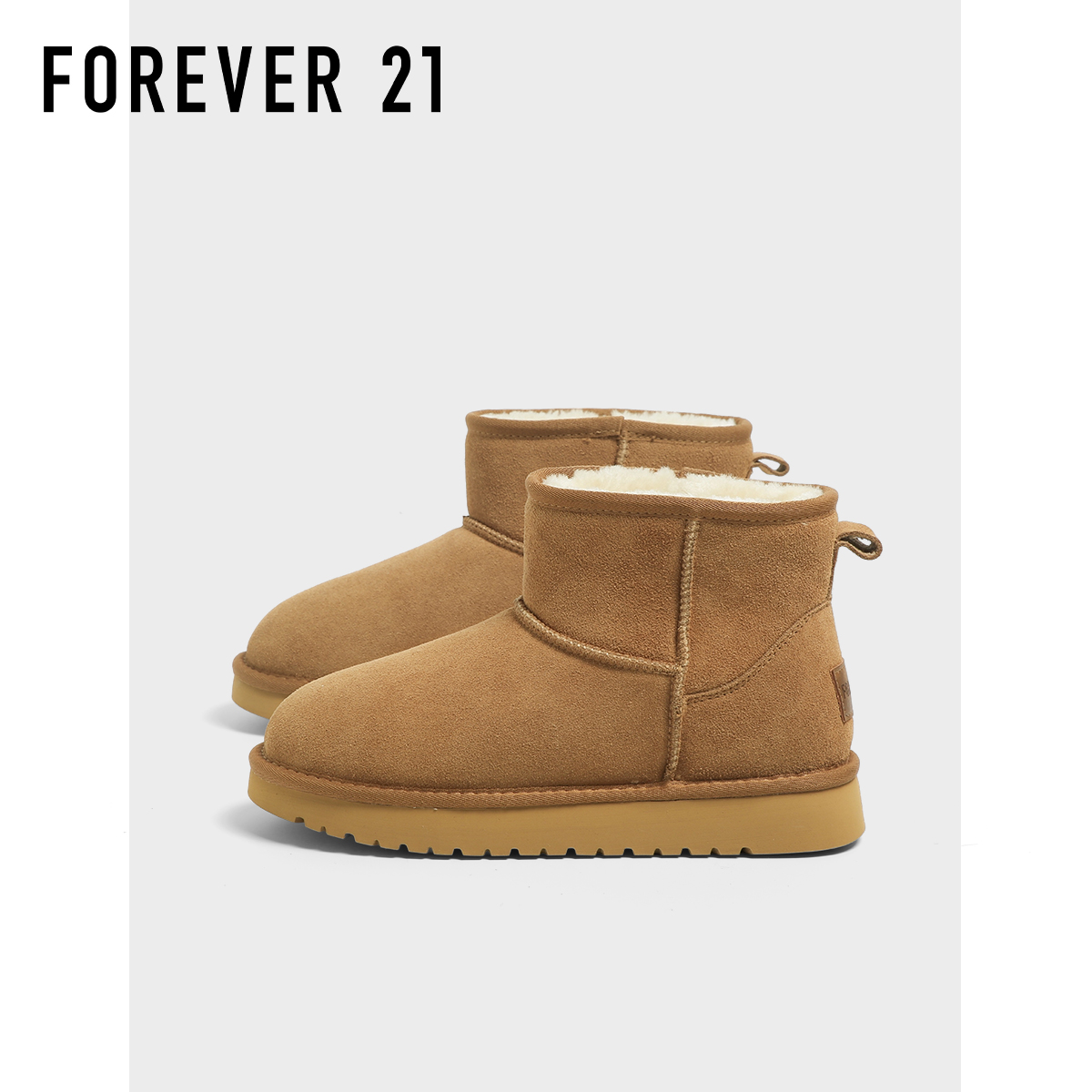 F21牛皮雪地靴女2025新款冬季