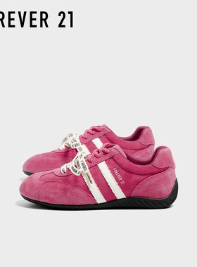 F21玫红色德训鞋女款2025新款秋季内增高潮流运动休闲学生德训鞋