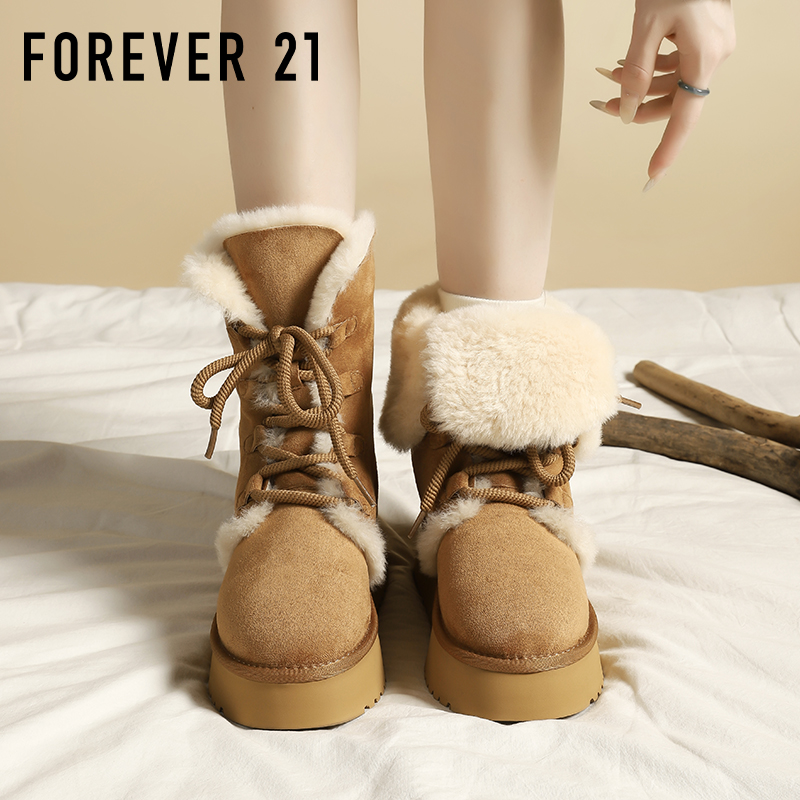 F21翻折两穿雪地靴女2025