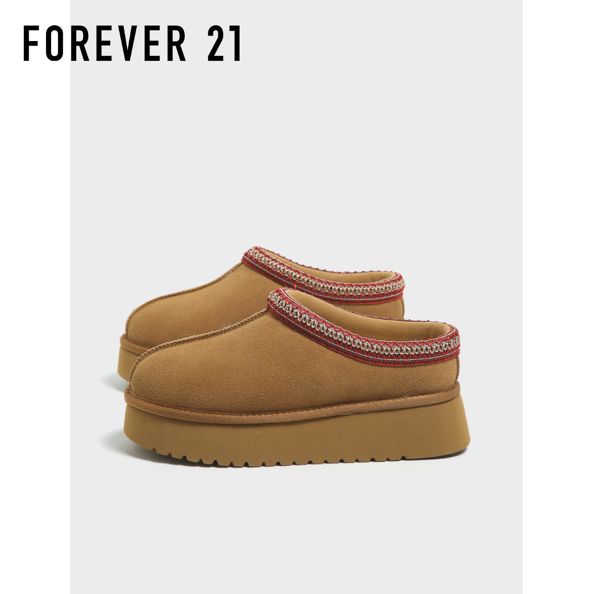 F21牛皮厚底雪地靴女2025新款冬