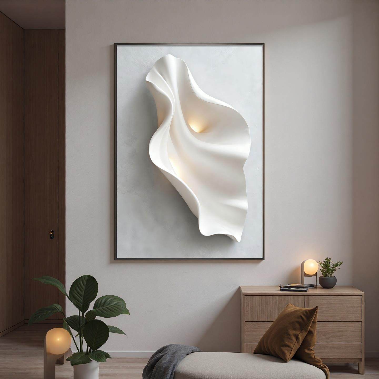 现代极简艺术褶皱玄关装饰画入户正对门挂画客厅过道走廊竖版壁画