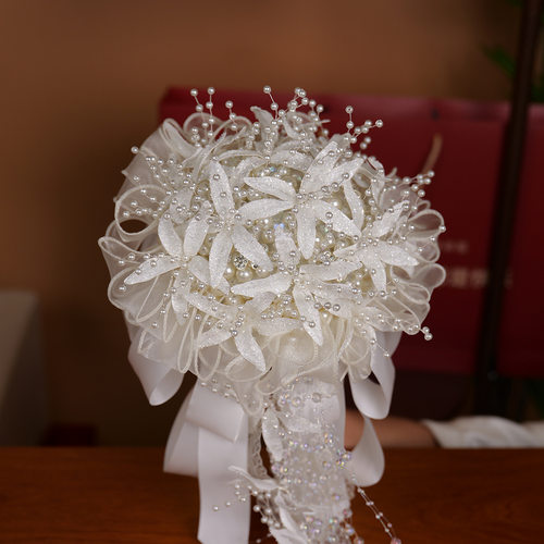 新娘结婚珍珠手捧花婚纱成品新婚礼物手工DIY自制高级感花束