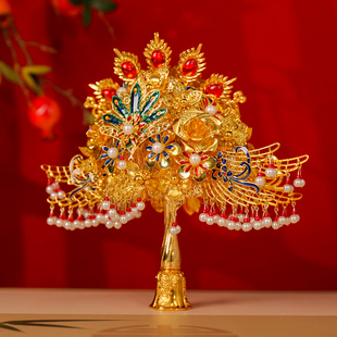 金色凤冠手捧花diy材料包高级新娘中式秀禾服成品权杖结婚礼物