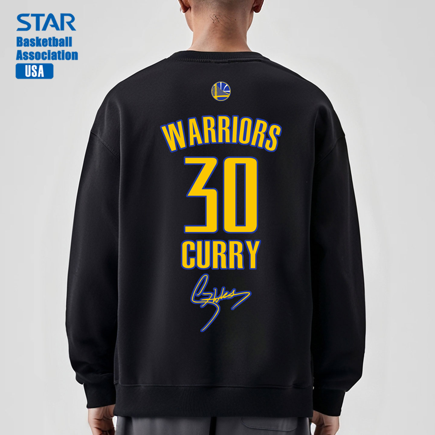 春秋款篮球卫衣男勇士库里圆领