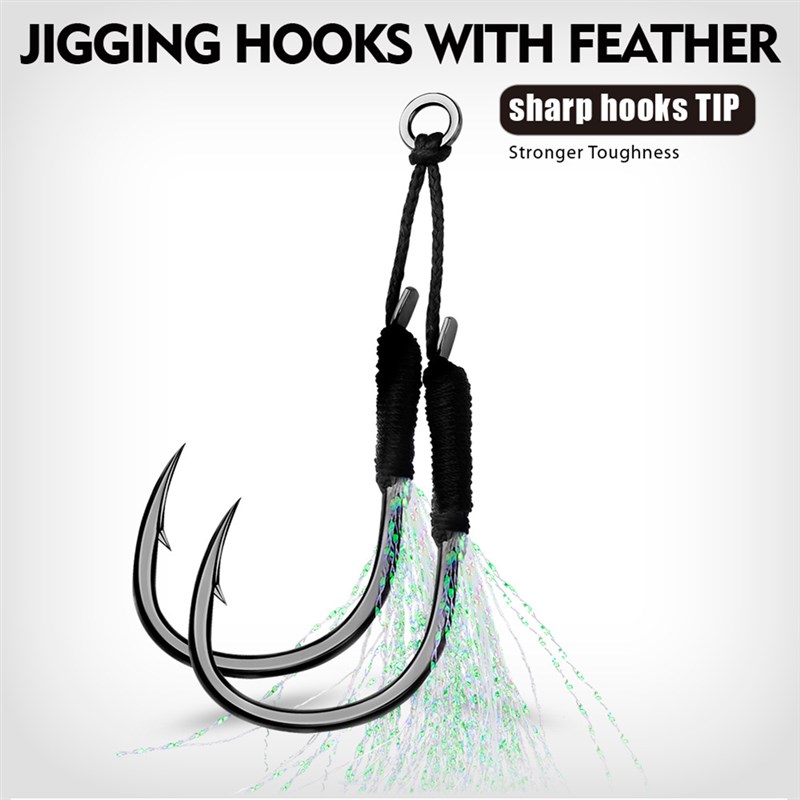 极速5 Pairs Metal Jig Tail Assist Hook Outdoor SeaV Ocean Bo
