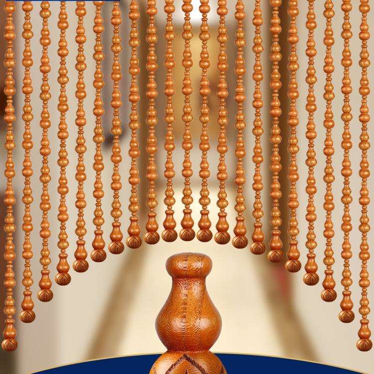 莲花桃木葫芦门帘玄关珠帘隔断帘卧室卫生间入户门对门挂帘免打孔