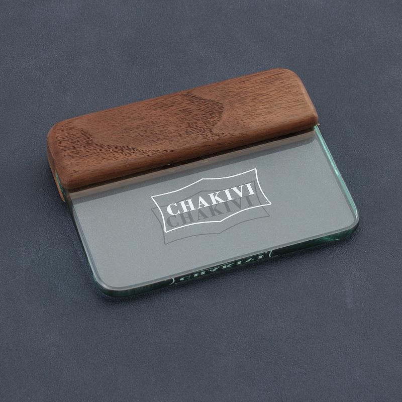 CHAKIVI胡桃木玻璃刮板200克钢化玻璃胡桃木手工皮革制作工具