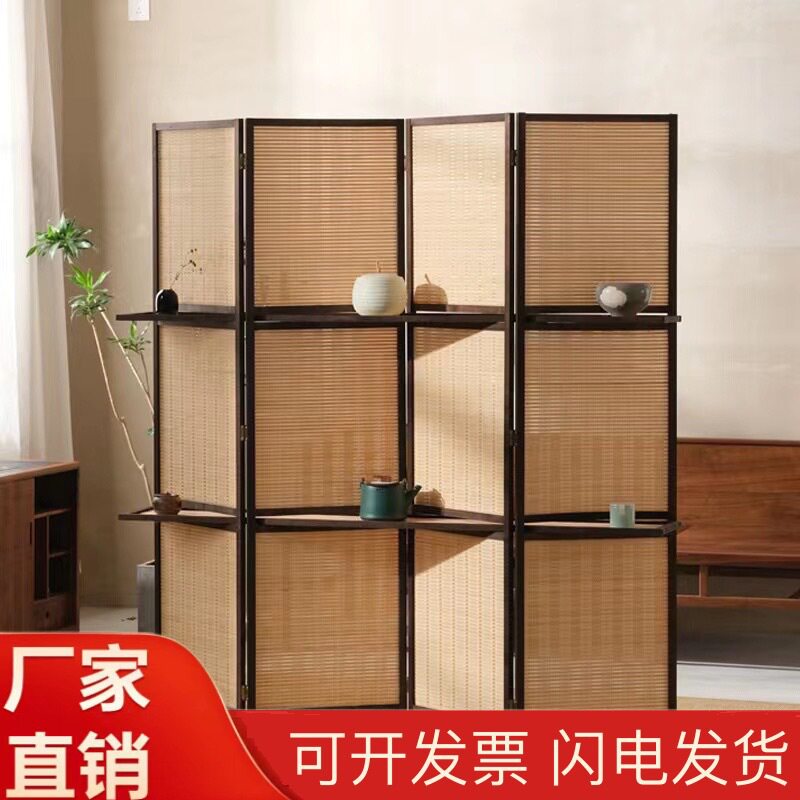 中式屏风折叠隔断简约现代客厅玄关墙移动折屏酒店实木竹屏风隔断