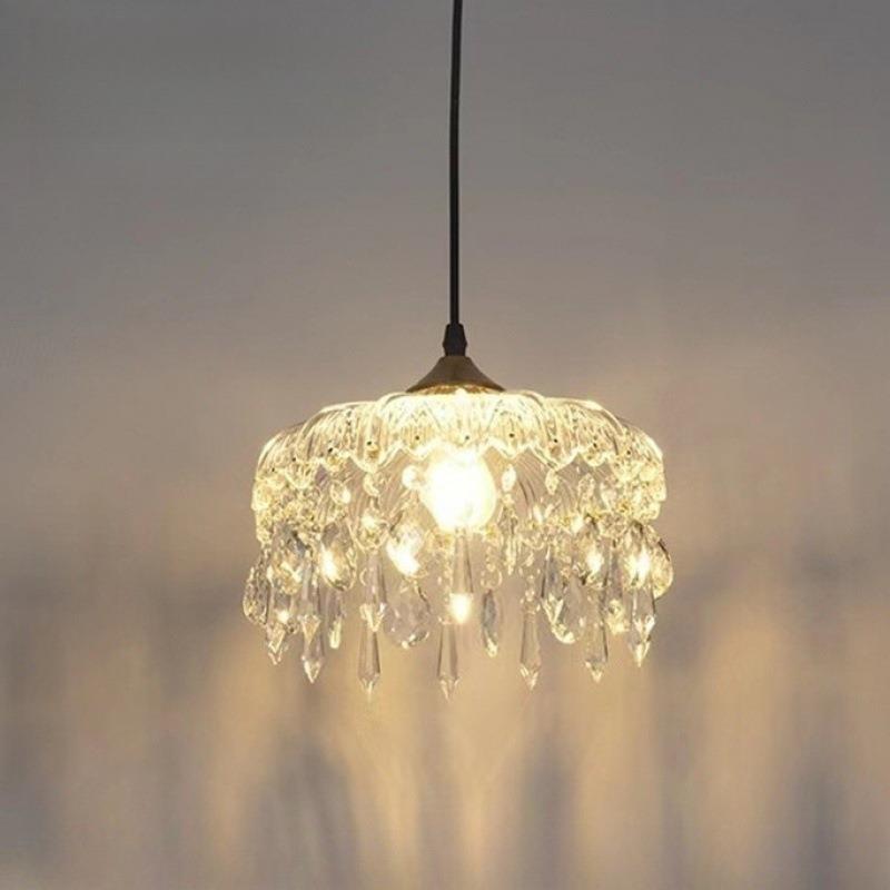 轻奢法式过道阳台玄关吸顶灯复古美式K9水晶床头LED吊灯走廊灯