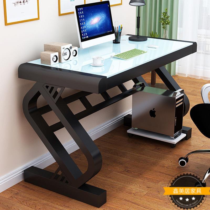电脑桌台式家用卧室学生学习书桌简约钢化玻璃办公写字桌子经济型