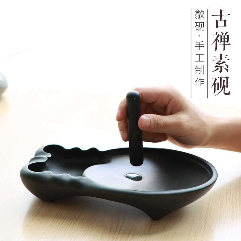 原石玉山罗纹砚蝉鸣砚仿古文房四宝书画用品书法实用型砚台有现货