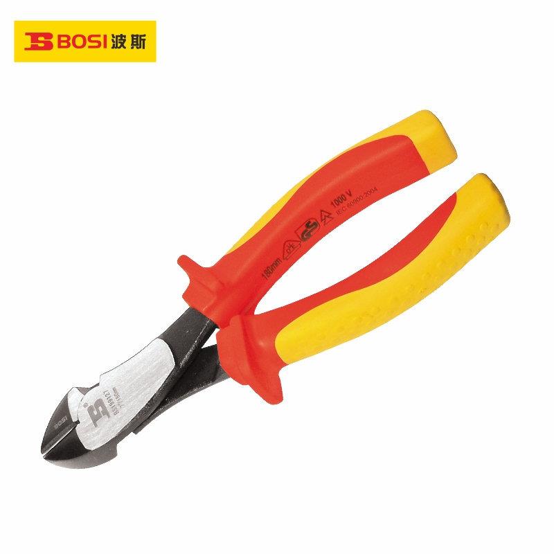 波斯工具VDE绝缘耐压斜嘴钳6寸7寸斜口钳抗高压1000V剪线高压绝缘