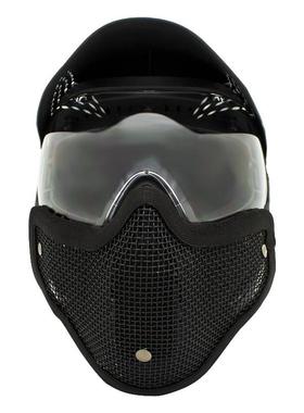 Great双带大帽檐全包带铁网面罩防尘防护面罩防雾面罩野战CS面罩