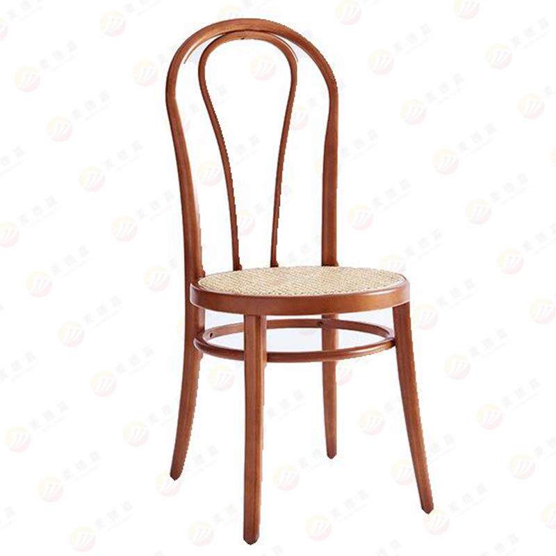 美式印尼藤椅黑色圆弧靠背椅子西餐厅快餐甜品店实木真藤餐椅价格