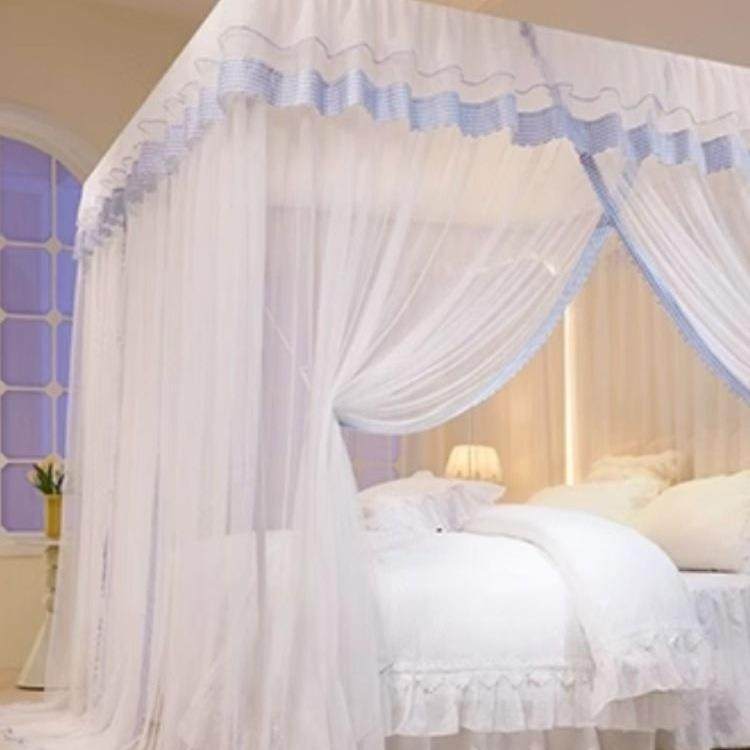 三开门落地蚊帐家用卧室2025新款免安装支架杆加粗加厚全罩式遮光