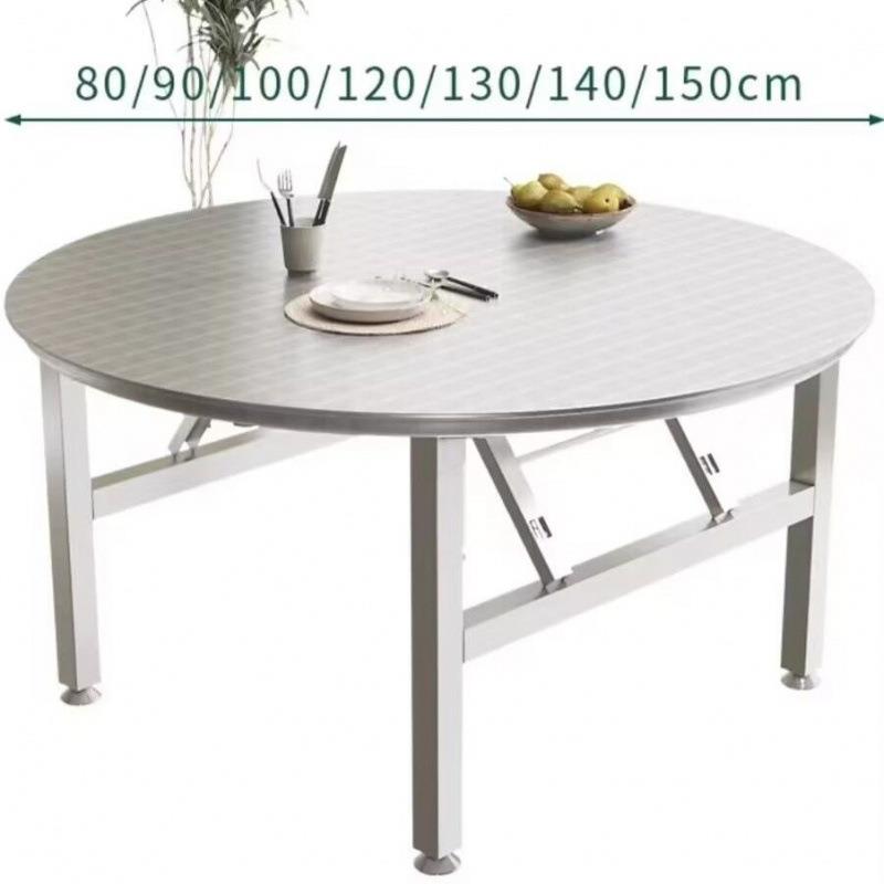 不锈钢304折叠圆桌桌子家用可折叠餐桌摆摊特厚大排档吃饭圆形