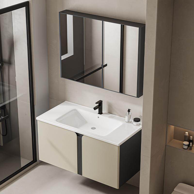 蜂窝铝浴室柜组合挂墙式不锈钢太空铝一体陶瓷盆卫生间洗漱台防水