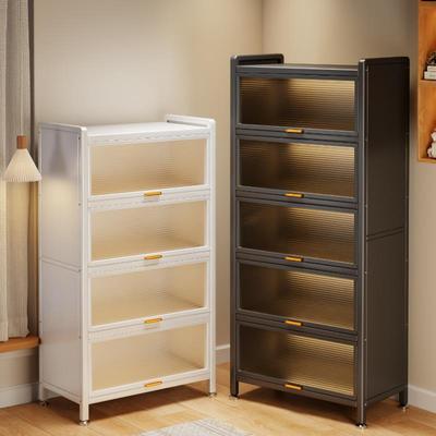 家用钢制书柜收纳柜儿童防尘书架带门置物架客厅多层落地储物柜子