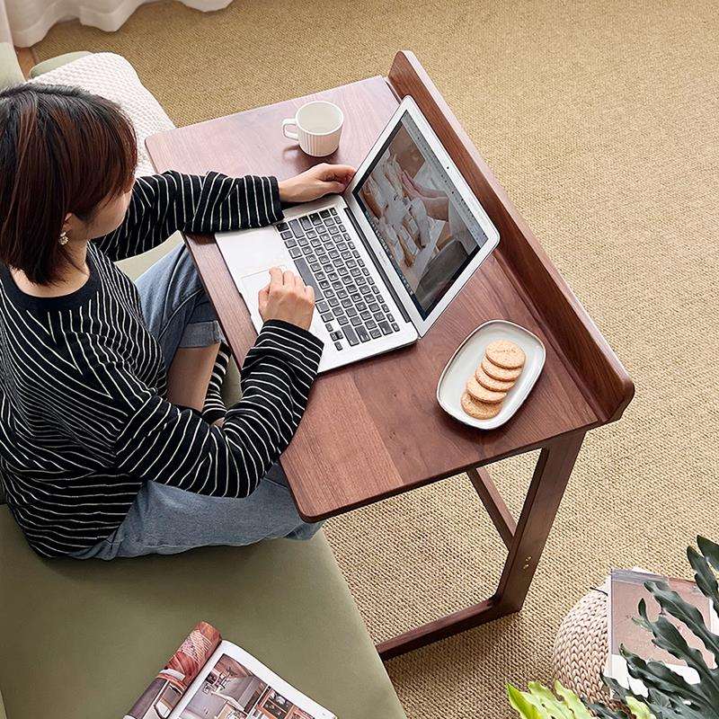 K8黑胡桃沙发边几边桌实木茶几茶桌可移动书桌小桌子胡桃木床边