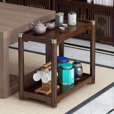 可移动边几小茶台客厅家用茶几带轮茶水柜中式风格茶水架双层边桌