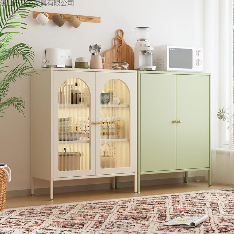 铁艺收纳柜钢制家用落地带门铁皮柜防尘多层储物柜客厅厨房餐边柜