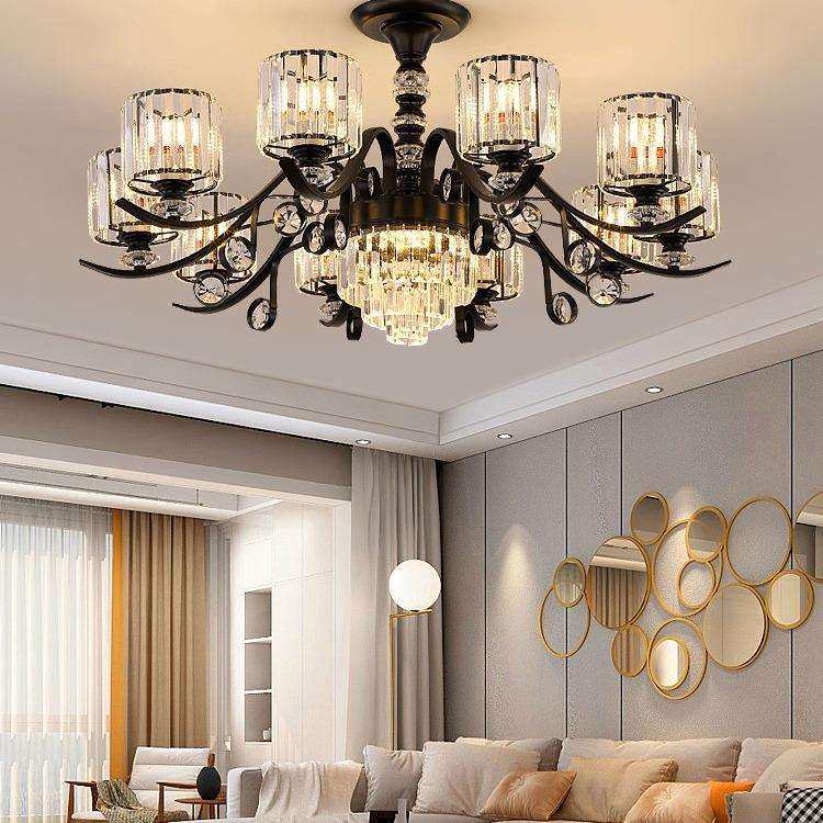 客厅水晶吊灯现代简约轻奢餐厅美式2024年新款复式楼别墅灯具led