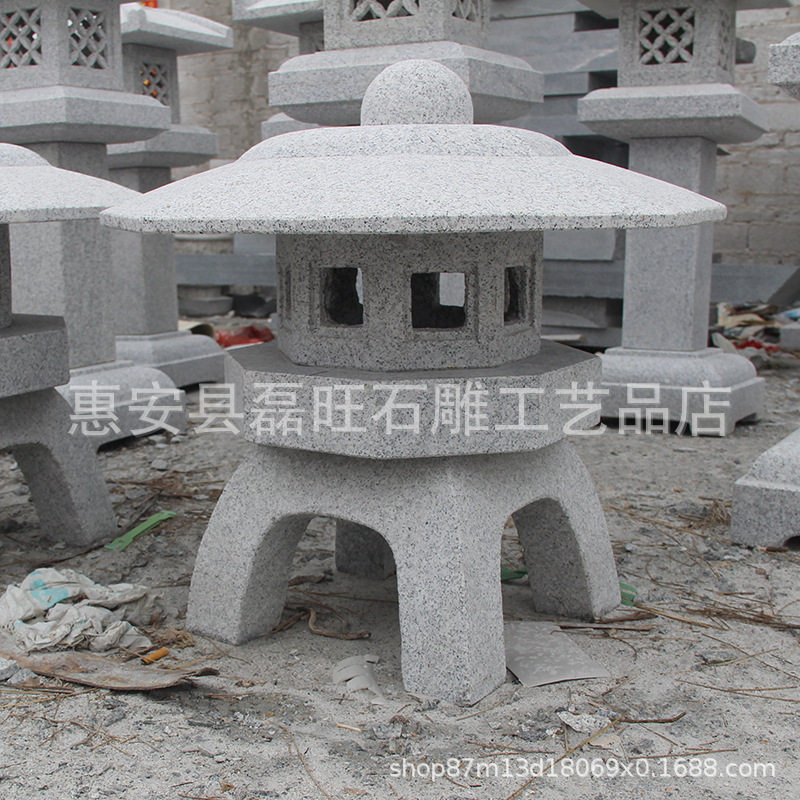 太阳能石灯青石仿古石灯日式照明石灯笼做旧石雕庭院园林地灯