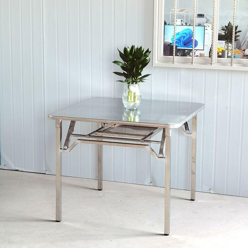 批特厚不锈钢折叠方桌烤火桌家用吃饭学习方桌夜宵烧烤大排档长方