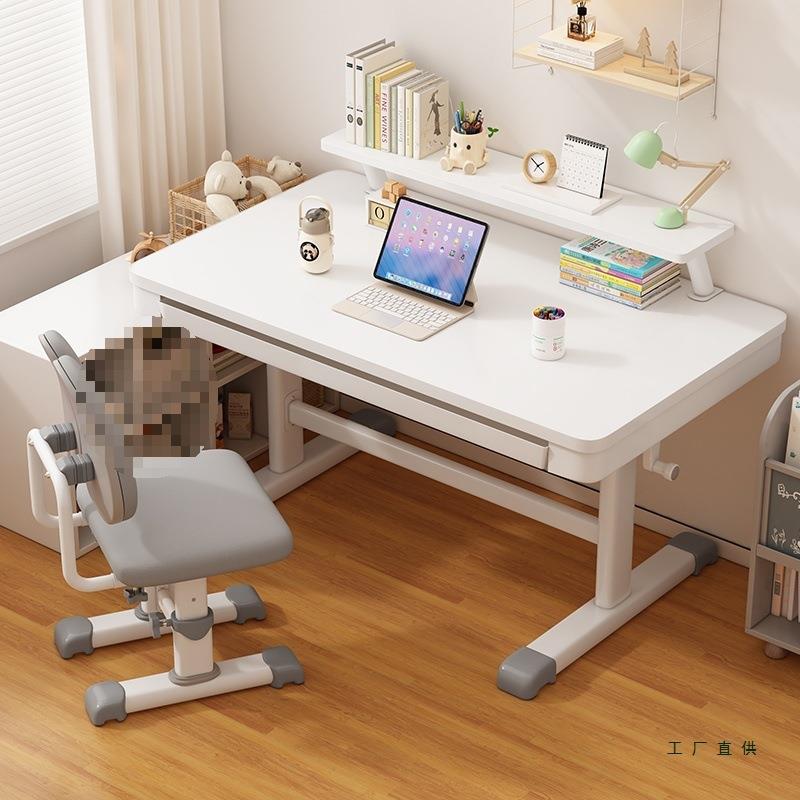 2025新款儿童学习桌小学生书桌家用升降写字桌椅套装手摇桌子