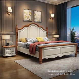 GY全实木美式地中海主卧静音带高箱储物气压抽屉一体加粗实木婚床