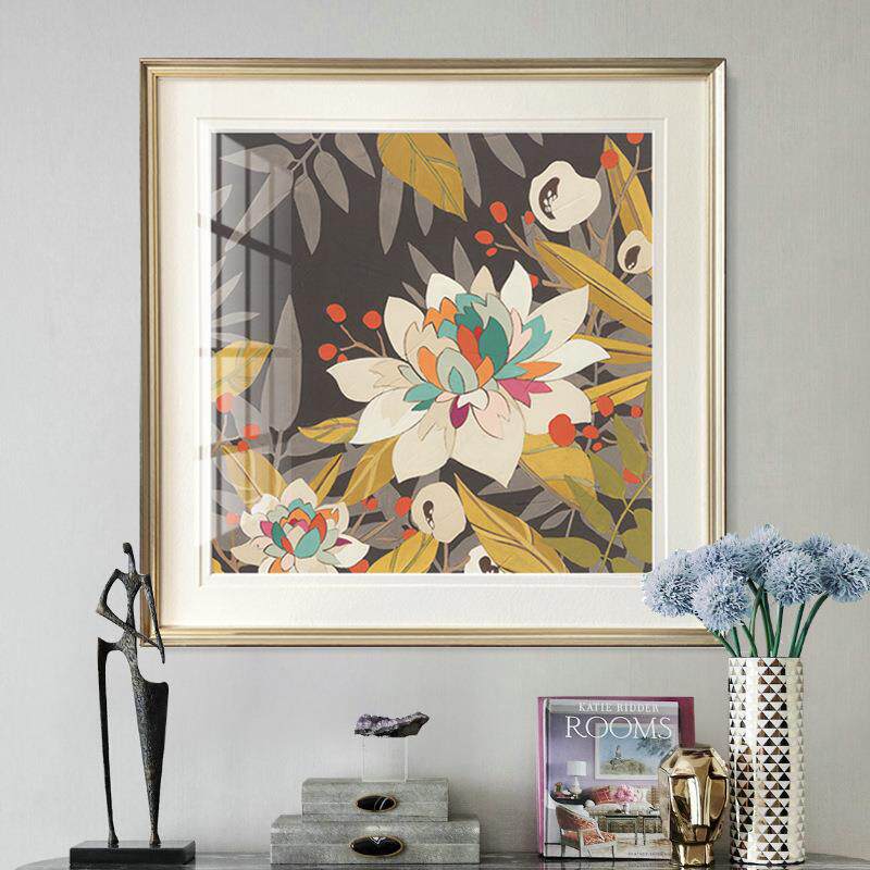 现代花卉装饰画客厅沙发背景画轻奢复古卧室挂画欧美风格餐厅壁画