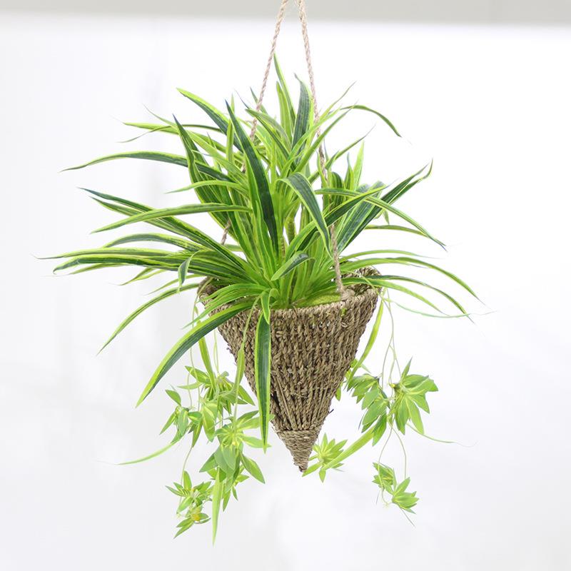 wo+仿真吊兰波斯草垂吊植物盆栽阳台庭院吊篮绿植墙面吊顶装饰花