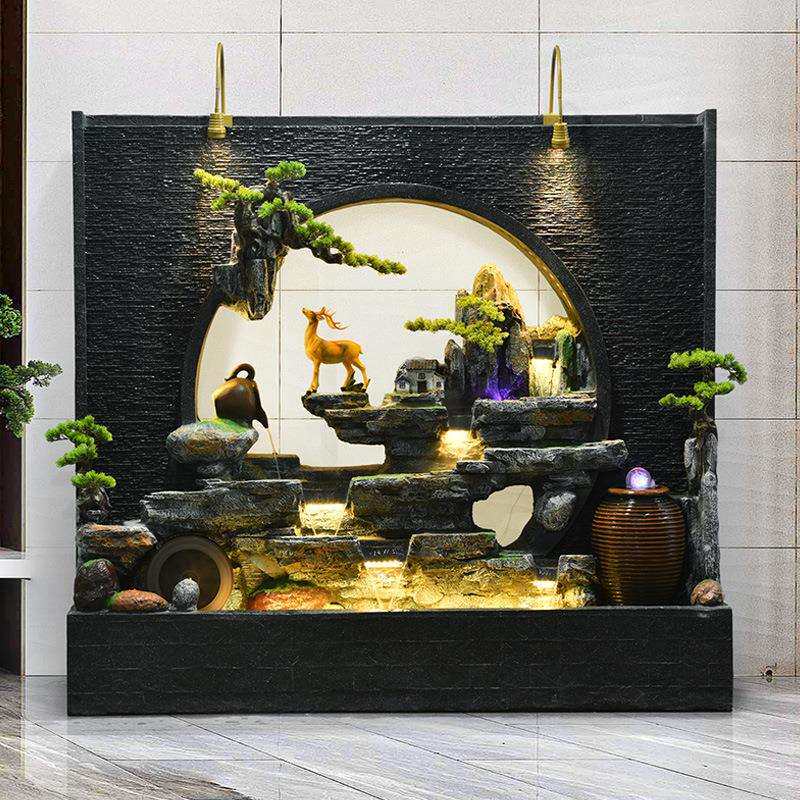 石材水幕墙流水屏风庭院水景别墅落地玄关装饰喷泉大摆件落地
