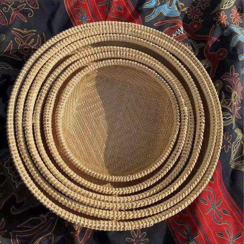 竹编工艺品篮子田园竹质工艺品家用竹编果蔬篮子收纳筐