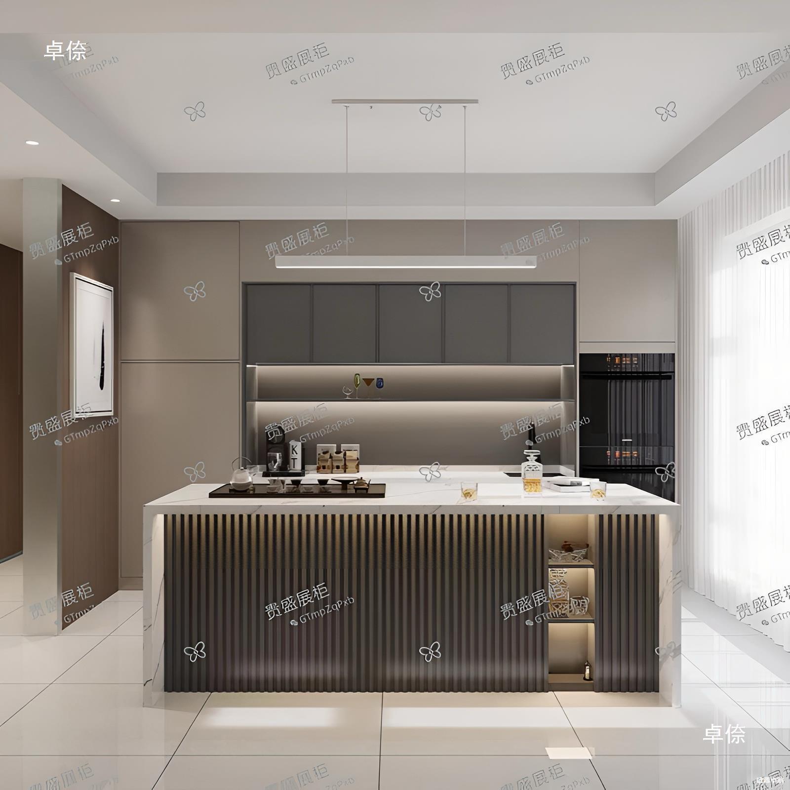 岩板岛台单独工业风客厅大理石餐边柜吧台做饭中岛台餐桌一体隔断
