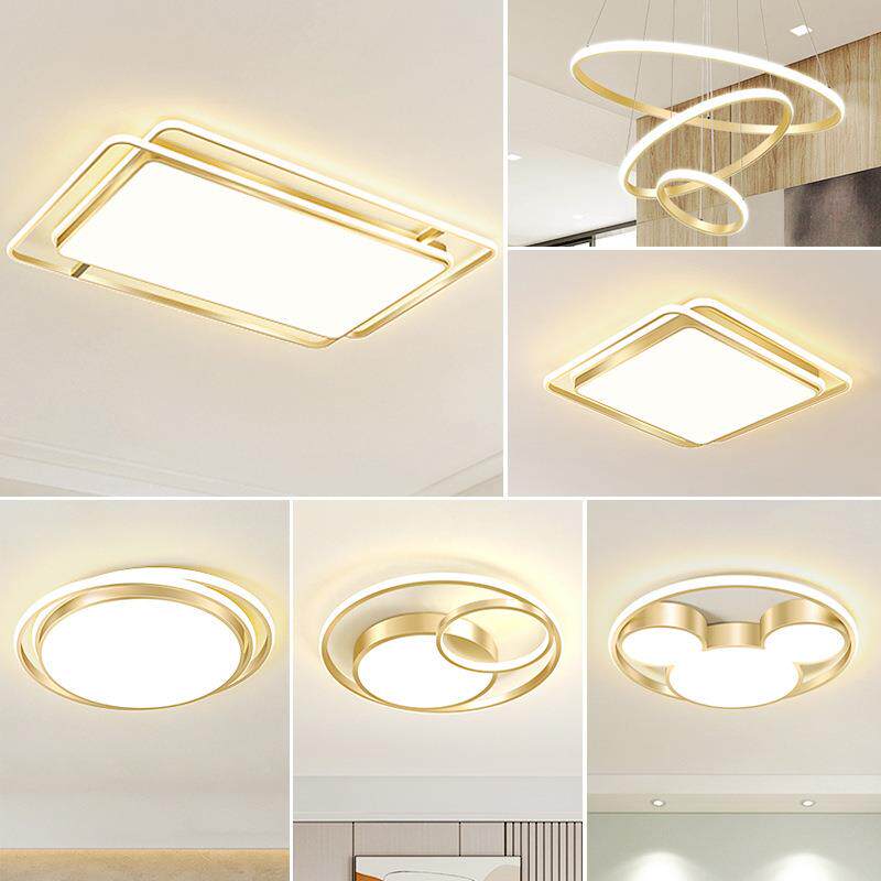 金色现代简约led卧室灯具北欧创意餐厅灯大气轻奢客厅吸顶灯套餐
