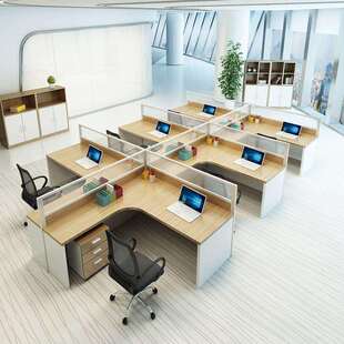办公桌L型电脑桌一整套职员桌椅组合带隔断屏风卡座2/4/6/8多人位