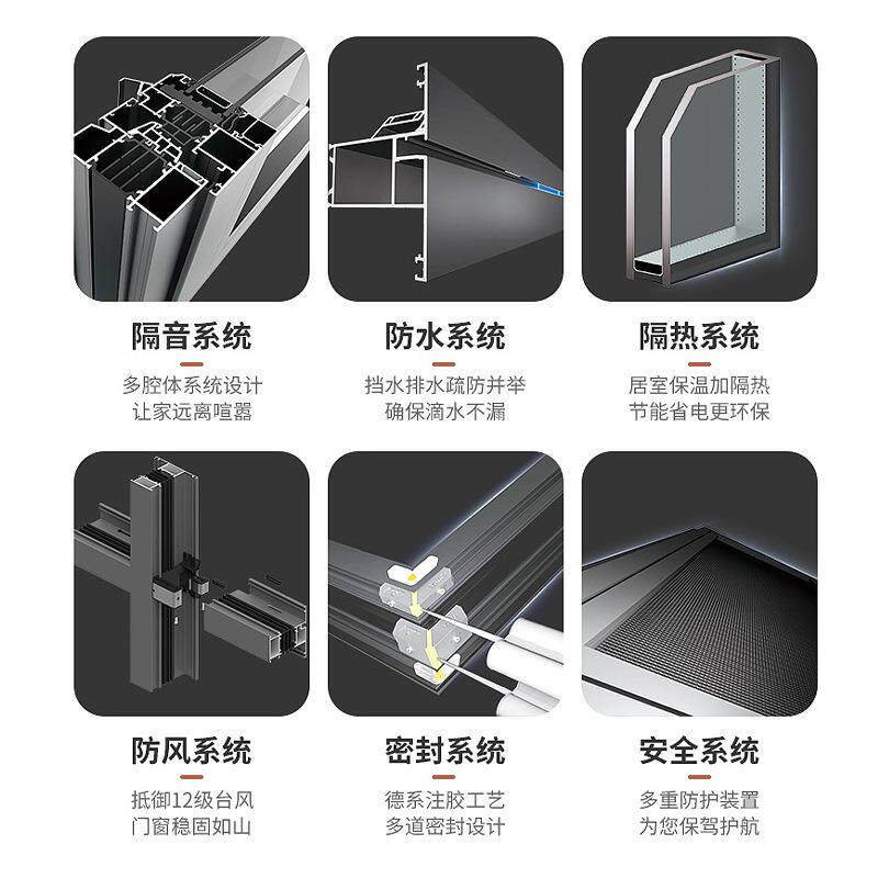 高端112系列断桥铝合金门窗纱窗一体落地封阳台卧室隔音平开封窗