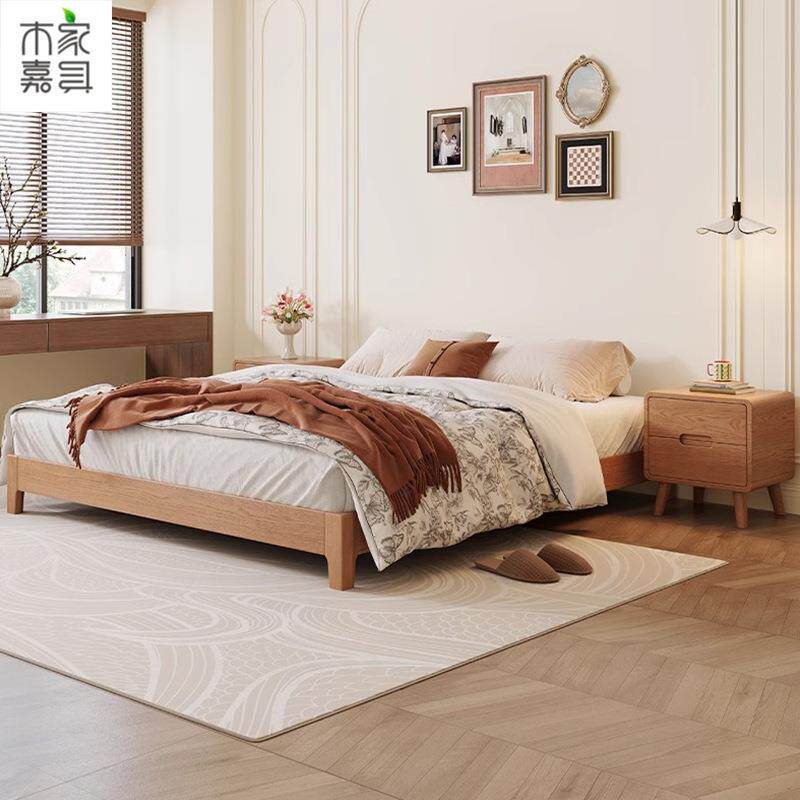 北欧白蜡木榻榻米排骨架实木床1米8主卧床现代简约双人床无床头床