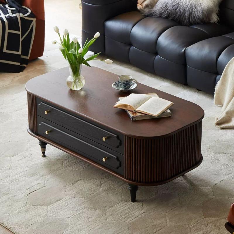 法式简约美式复古电视柜家用茶几组合新款小户型客厅实木轻奢茶桌